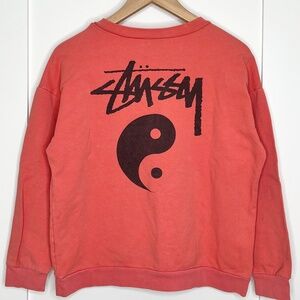 Stussy Yin and Yang Graphic Sweatshirt in Coral
